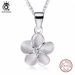 ORSA JEWELS  High Quality Original 925 Sterling Silver Flower Pendants&Necklaces Fashion Women Jewelry Christmas Gift SN45
