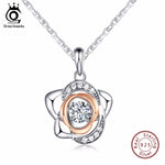 ORSA JEWELS Romantic 925 Sterling Silver Crystal Flower Pendants&Necklaces Charm Necklace Jewelry Gift for Lover SN37