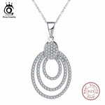 ORSA JEWELS Genuine Sterling Silver Women Necklace 925 Pendant With Chain Statement Bohemia Style AAA CZ Female Jewelry SN67
