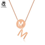 ORSA JEWELS Trendy Stainless Steel Women Necklaces&Pendants Unique Double M Letter Pendant Necklace Jewelry For Female JTN22