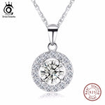 ORSA JEWELS 925 Sterling Silver Luxury Big Size AAA Austrian Cubic Zirconia Long Chain Pendants Necklaces Jewelry For Women SN43