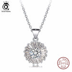 ORSA JEWELS Luxury Real 925 Sterling Silver Round Pendant Necklace with AAA Cubic Zirconia 2018 Fashion Jewels Necklaces SN56