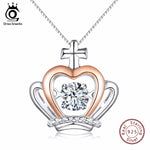 ORSA JEWELS Luxury 925 Silver Crown Pedant Necklaces with Movable CZ Crystal Charm Women Necklace 2018 Precious Girl's Gift SN48