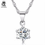 ORSA JEWELS Elegant Ladies Silver Necklace with Luxury 2ct CZ Crystal Pendant for Women 2018 Popular Wedding Accessories ON03
