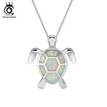 ORSA JEWELS Cute Necklaces For Women Tortoise Turtle Ocean Collection Genuine Colorful Opal 2018 New Fashion Gift Jewelry ON152
